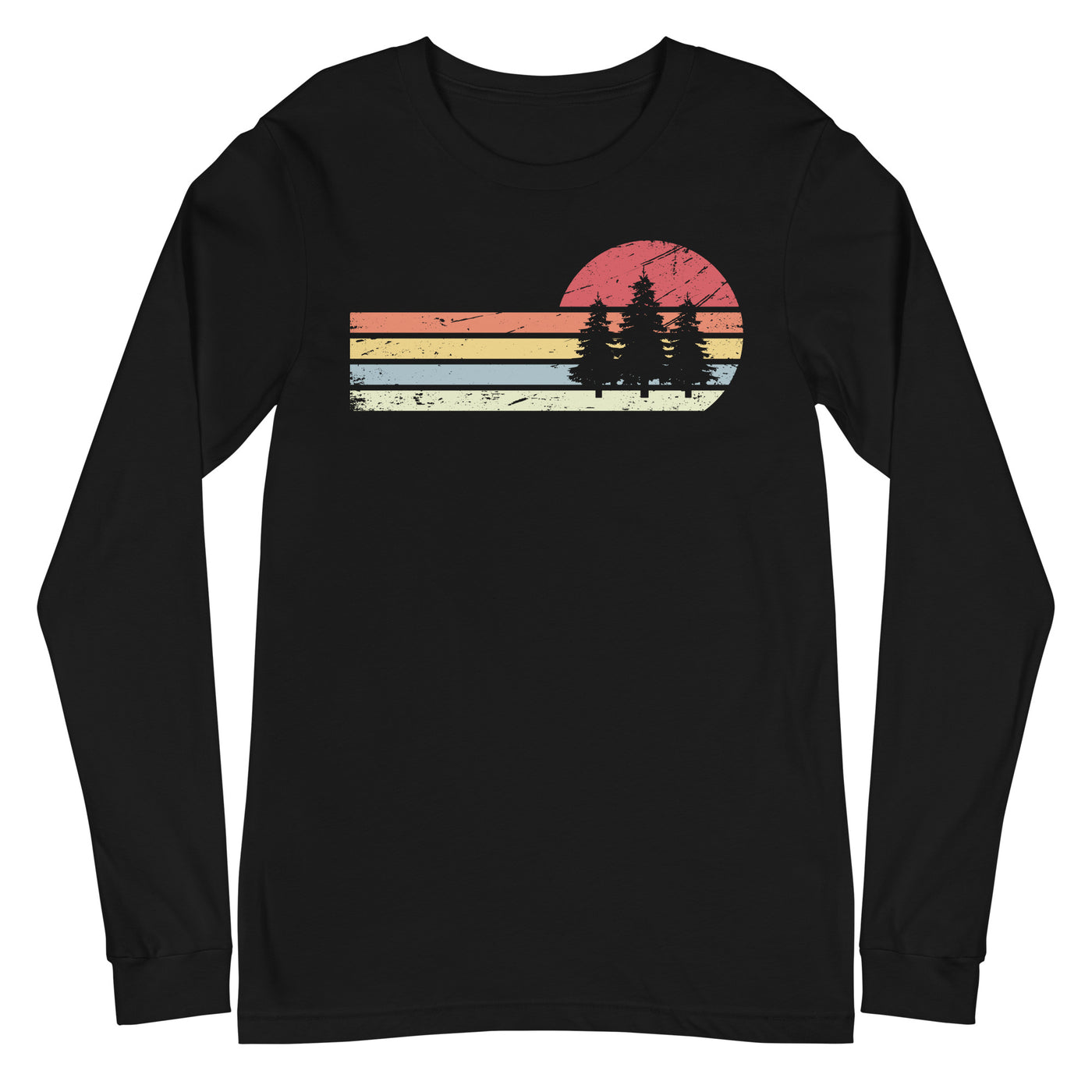 Sonne und Retro Linies - Bäume - Longsleeve (Unisex) camping xxx yyy zzz Black