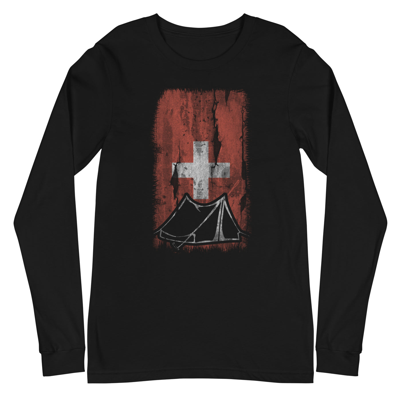 Schweizer Flagge 1 und Camping - Longsleeve (Unisex) camping xxx yyy zzz Black