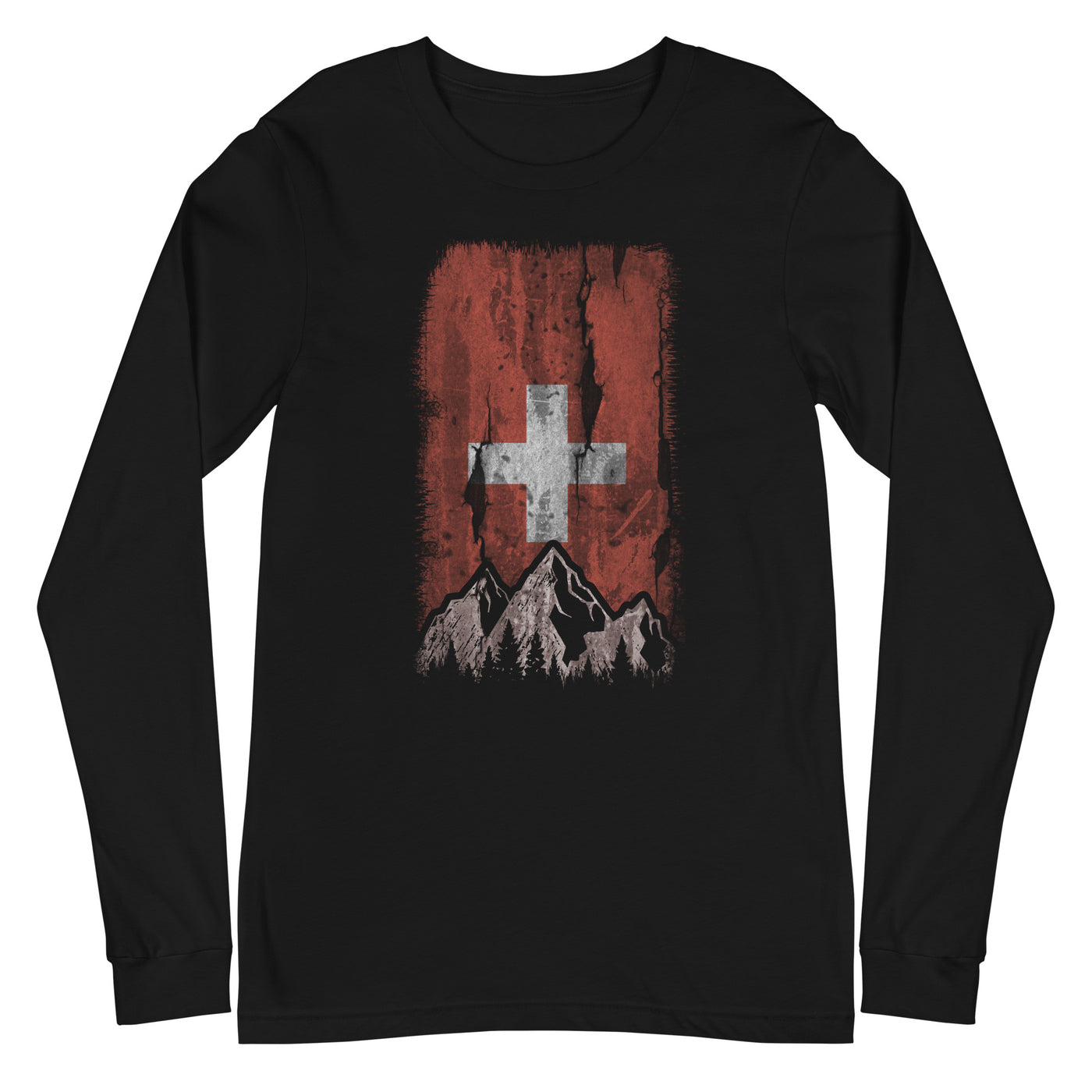 Schweizer Flagge und Berge - Longsleeve (Unisex) berge xxx yyy zzz Black