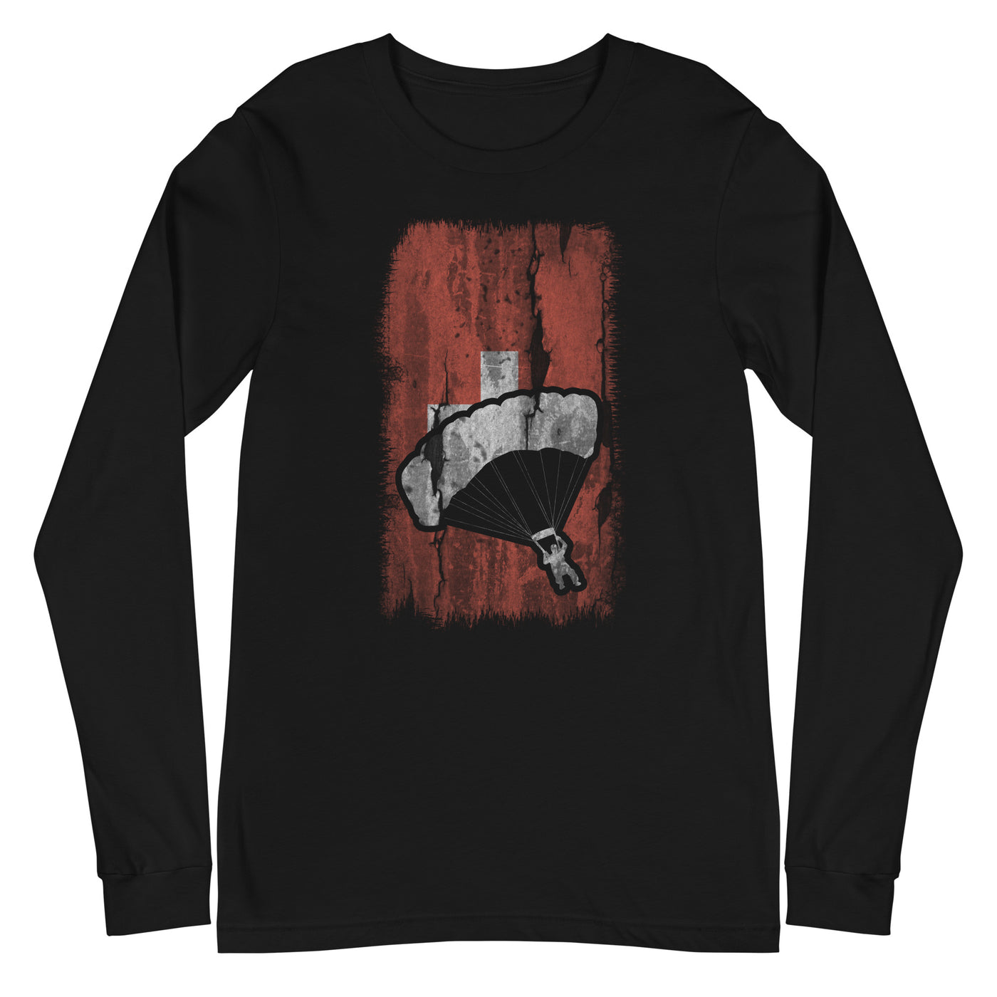 Schweizer Flagge und Paragleiten - Longsleeve (Unisex) berge xxx yyy zzz Black