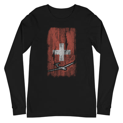 Schweizer Flagge und Segelflugzeug - Longsleeve (Unisex) berge xxx yyy zzz Black