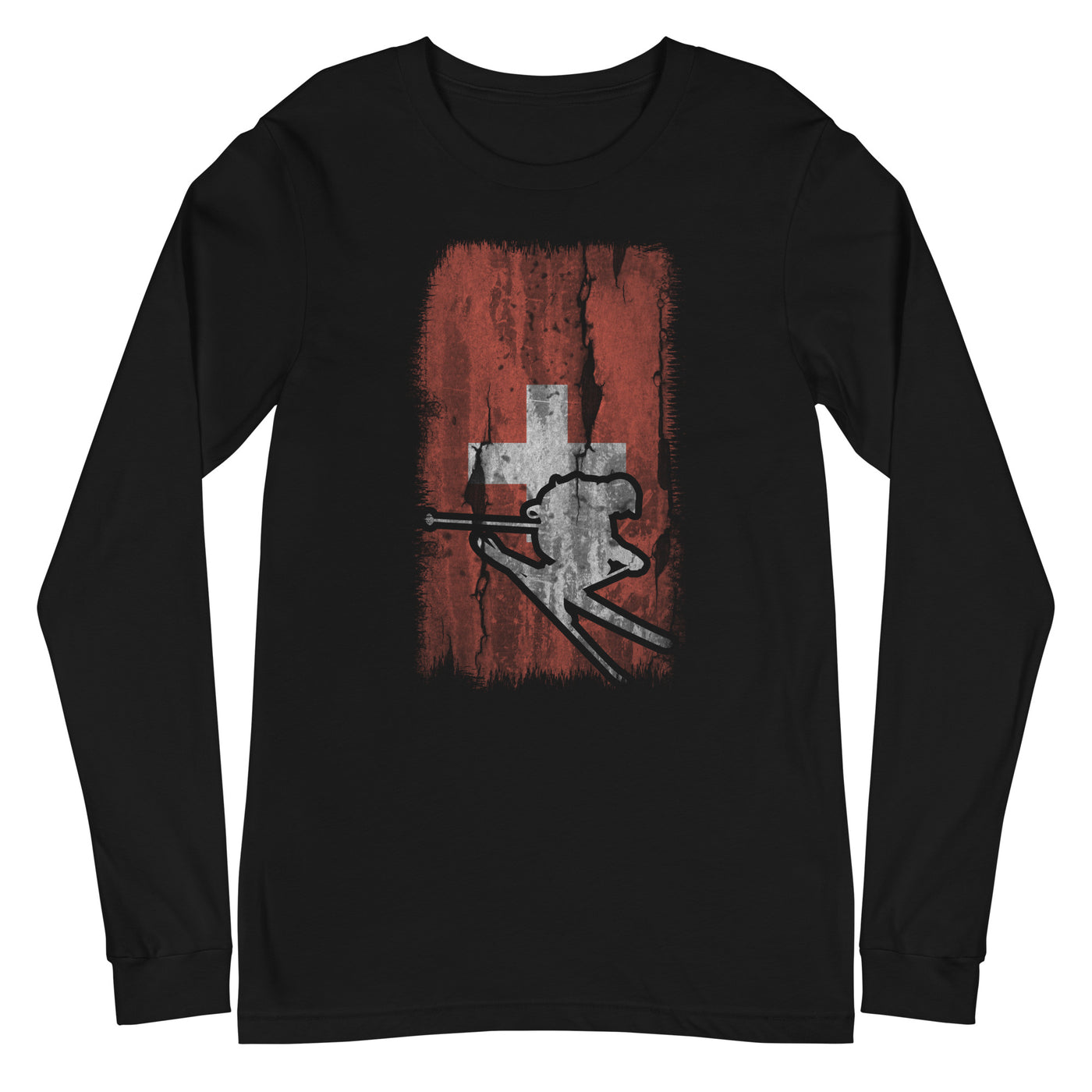 Schweizer Flagge und Skifahren - Longsleeve (Unisex) klettern ski xxx yyy zzz Black