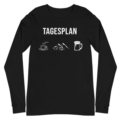 Tagesplan_Kaffee,_Berge_und_Bier_-_(B.W) - Unisex Long Sleeve Tee | Bella + Canvas 3501 xxx yyy zzz Black