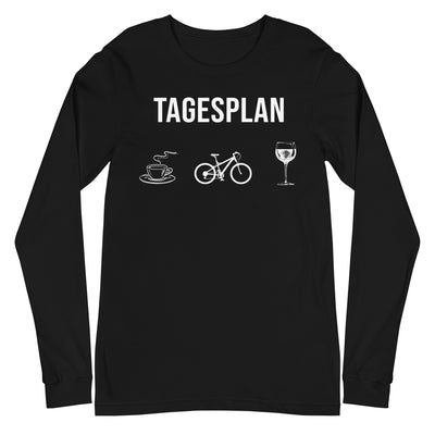 Tagesplan_Kaffee,_Fahrrad_und_Wein_-_(F.M) - Unisex Long Sleeve Tee | Bella + Canvas 3501 xxx yyy zzz Black