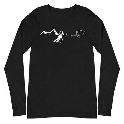 Heart - Heartbeat - Mountain - Skiing - Longsleeve (Unisex) ski Black Heather