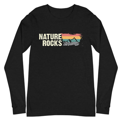 Nature Rocks - Longsleeve (Unisex) berge camping wandern Black Heather