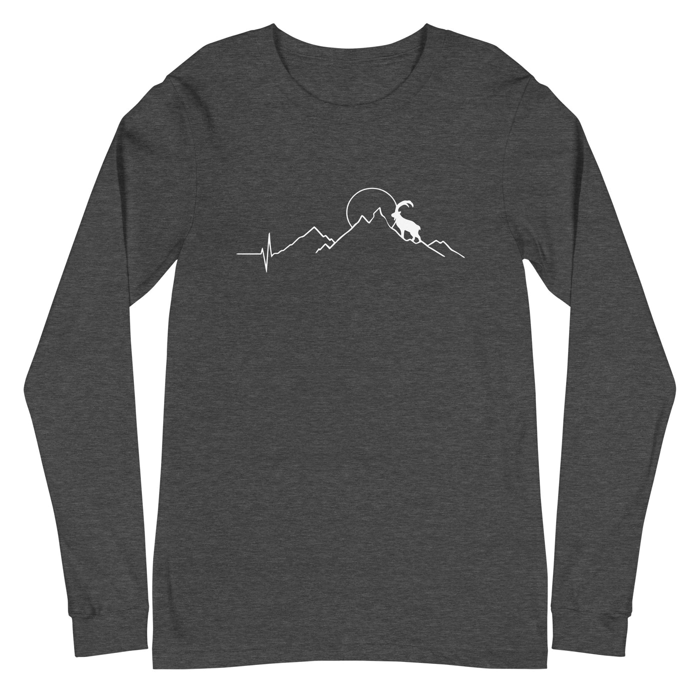 Steinbock_und_Berg_-_(B.W) - Longsleeve (Unisex) berge wandern xxx yyy zzz Dark Grey Heather