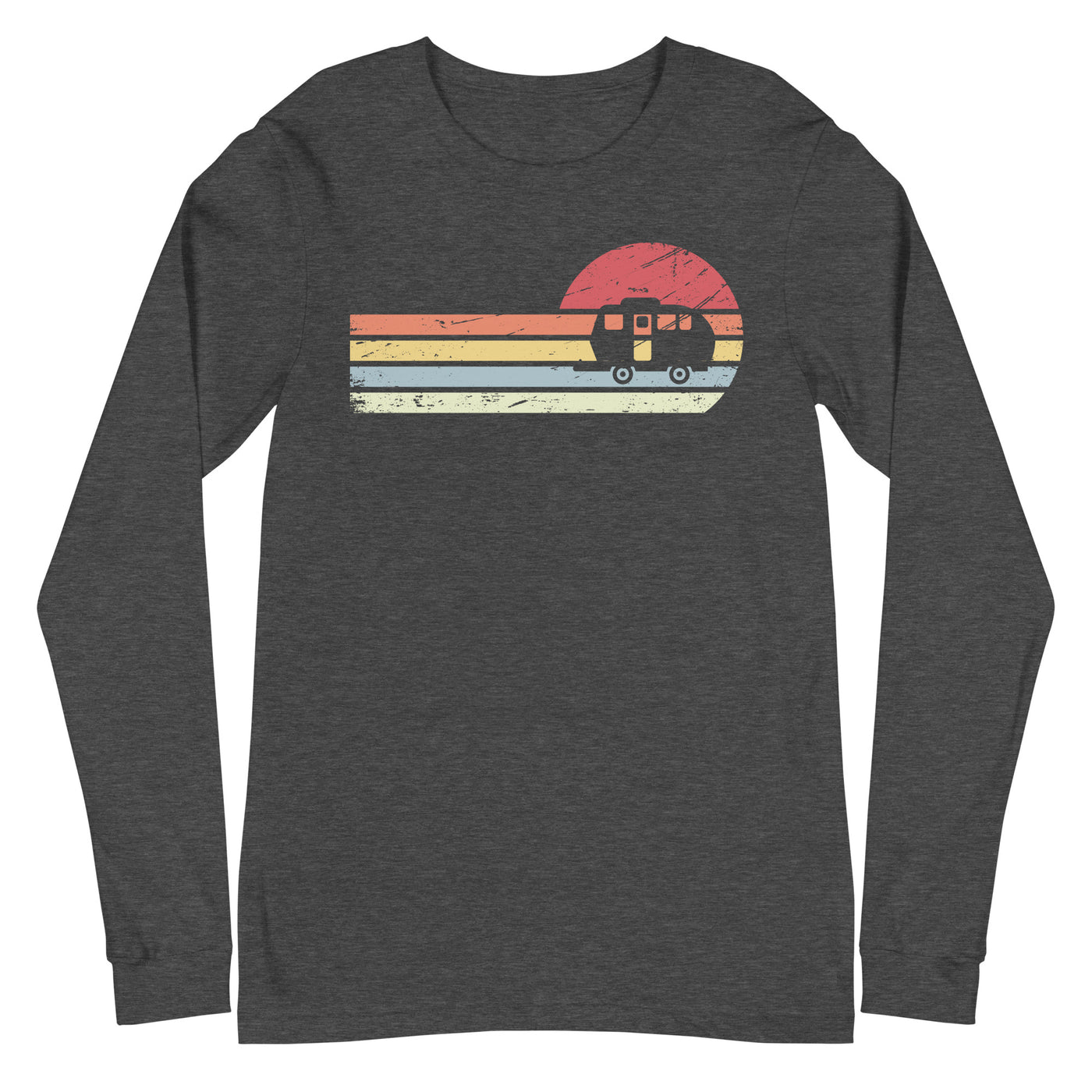 Sonne und Retro Linies - Camping Caravan - (C) - Unisex Long Sleeve Tee | Bella + Canvas 3501