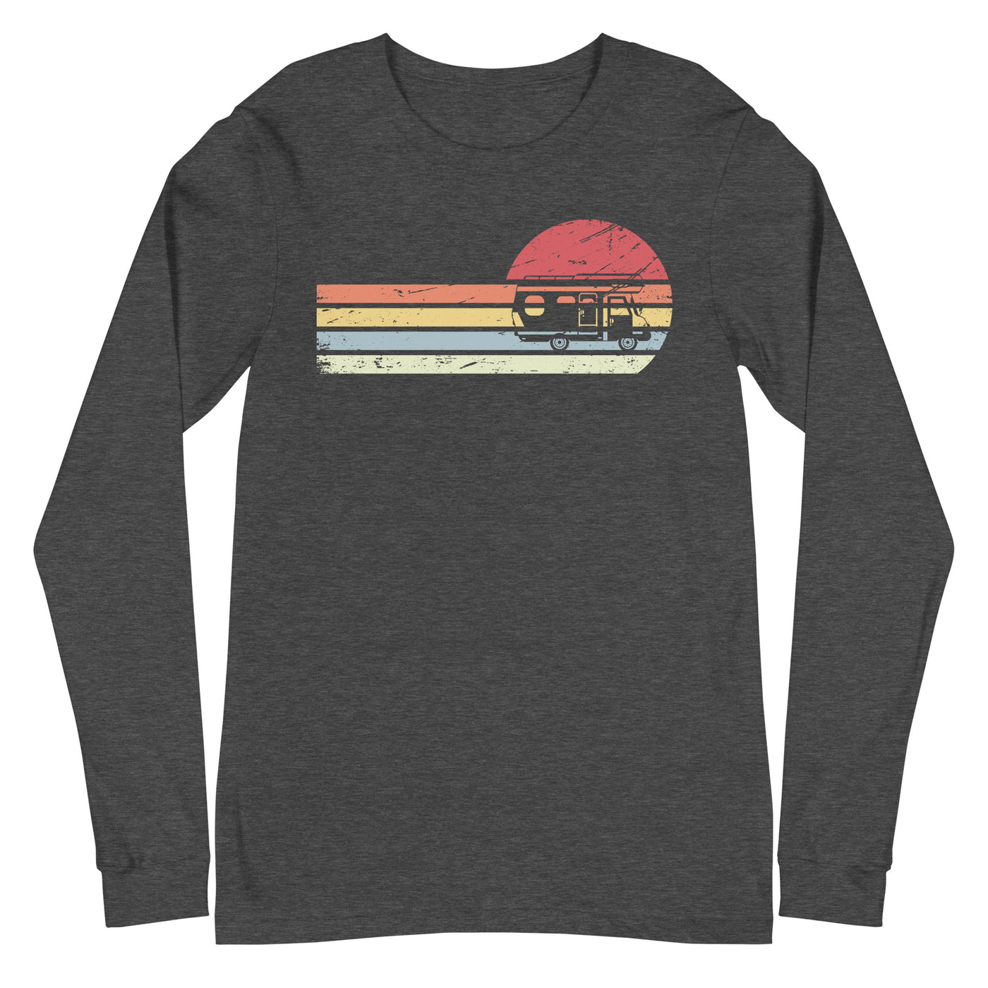 Sonne und Retro Linies - Camping Van - Longsleeve (Unisex) camping xxx yyy zzz Dark Grey Heather