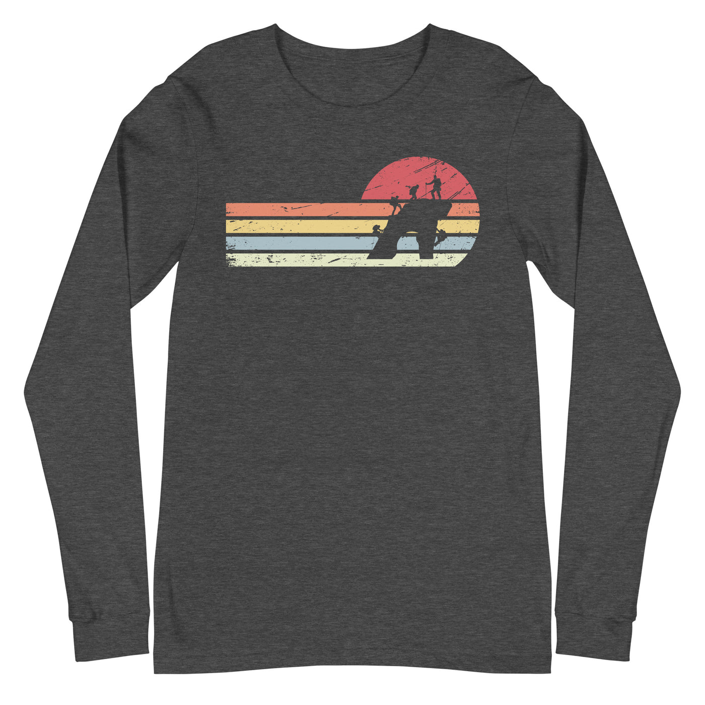 Sonne und Retro Linies - Klettern - Longsleeve (Unisex) klettern xxx yyy zzz Dark Grey Heather