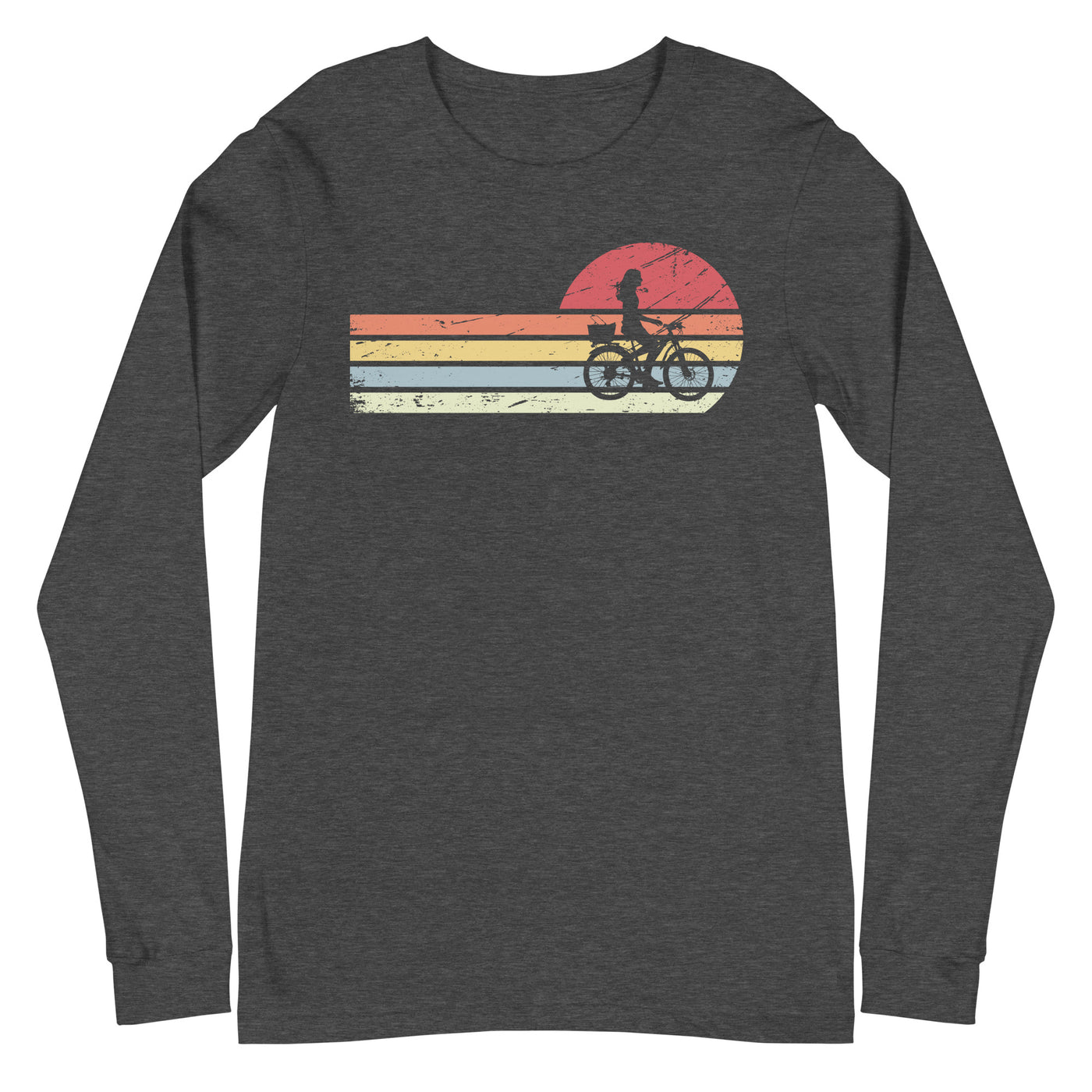 Sonne und Retro Linies - Frau Radfahren - Longsleeve (Unisex) fahrrad xxx yyy zzz Dark Grey Heather