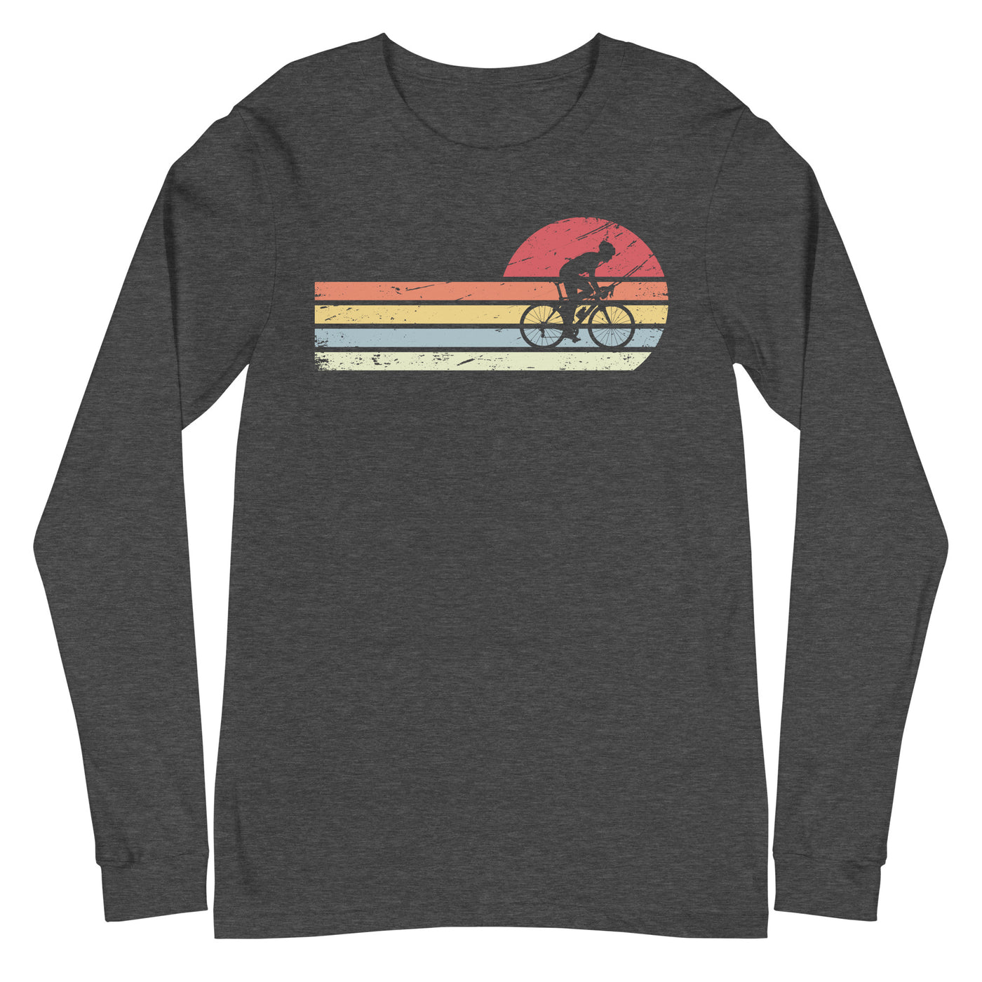 Sonne und Retro Linies - Man Radfahren - Longsleeve (Unisex) fahrrad xxx yyy zzz Dark Grey Heather