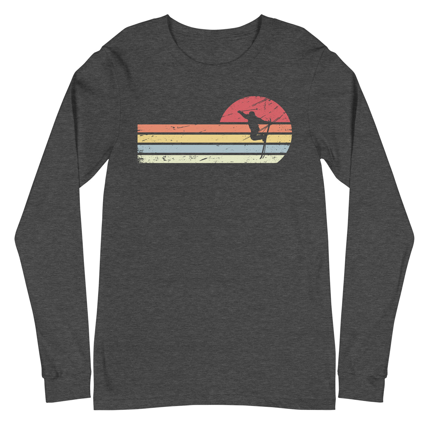 Sonne und Retro Linies - Skifahren - Longsleeve (Unisex) klettern ski xxx yyy zzz Dark Grey Heather