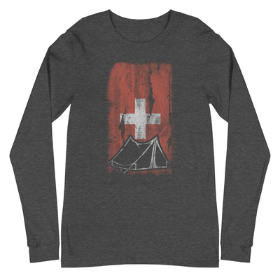 Schweizer Flagge 1 und Camping - Longsleeve (Unisex) camping xxx yyy zzz Dark Grey Heather