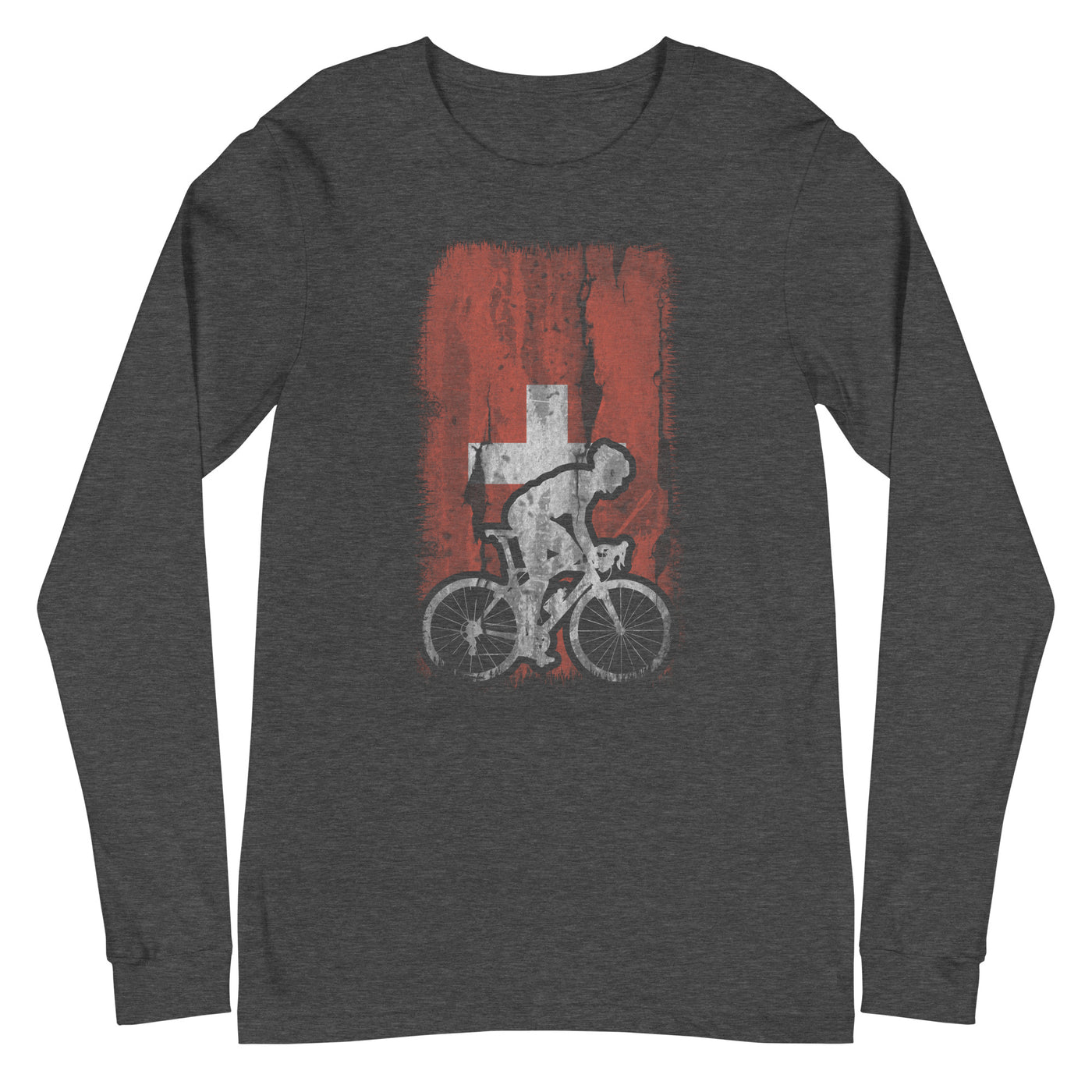 Schweizer Flagge 1 und Radfahren - Longsleeve (Unisex) fahrrad xxx yyy zzz Dark Grey Heather