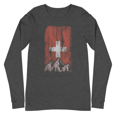 Schweizer Flagge und Berge - Longsleeve (Unisex) berge xxx yyy zzz Dark Grey Heather