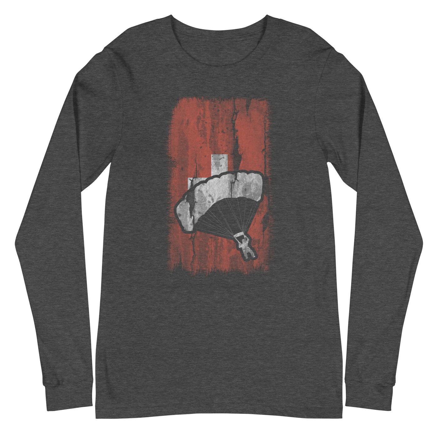 Schweizer Flagge und Paragleiten - Longsleeve (Unisex) berge xxx yyy zzz Dark Grey Heather