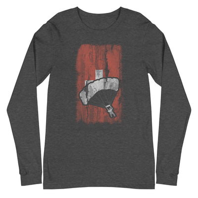 Schweizer Flagge und Paragleiten - Longsleeve (Unisex) berge xxx yyy zzz Dark Grey Heather