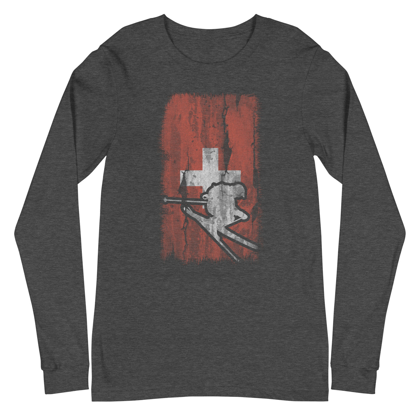 Schweizer Flagge und Skifahren - Longsleeve (Unisex) klettern ski xxx yyy zzz Dark Grey Heather