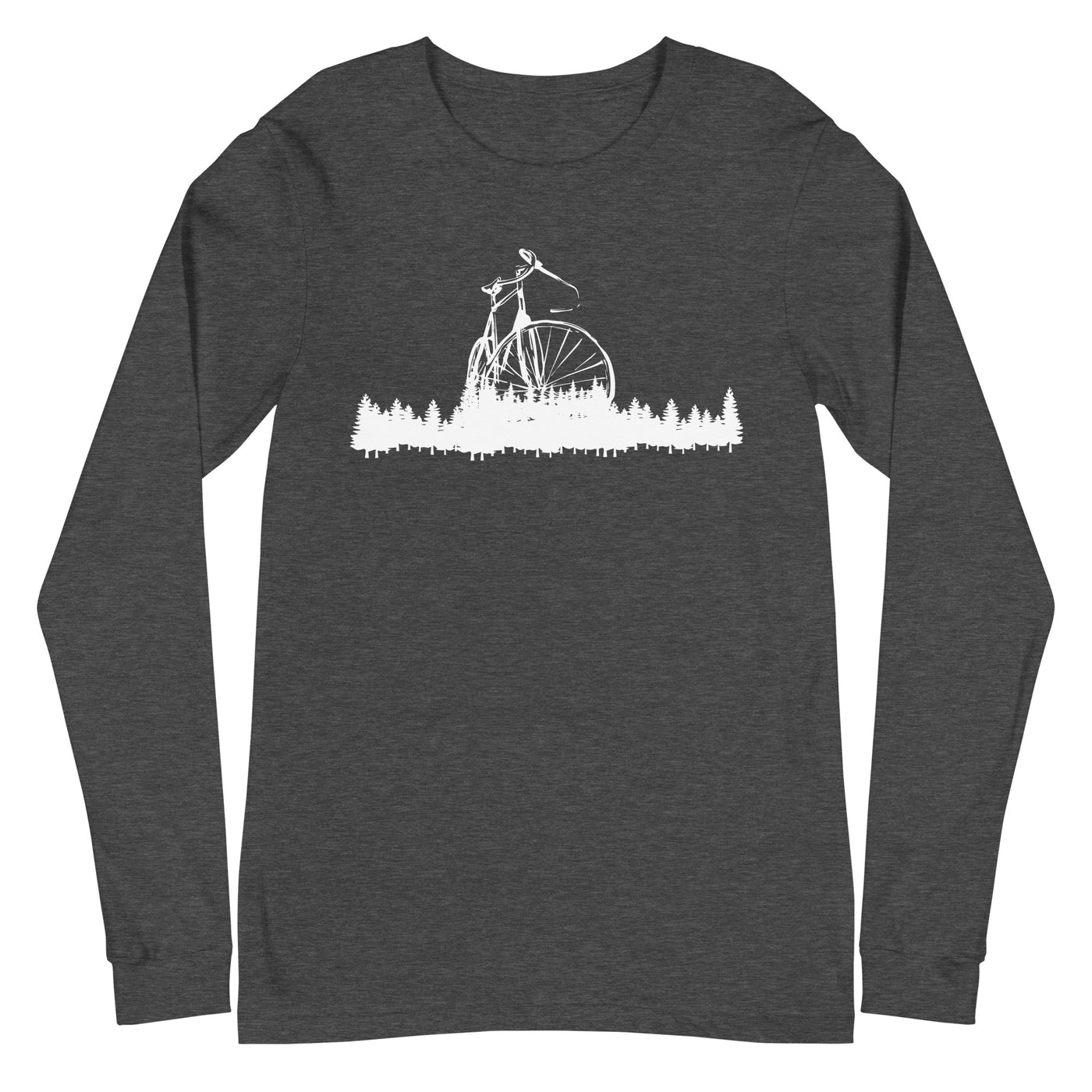 Bäume - Radfahren - (F) (4) - Unisex Long Sleeve Tee | Bella + Canvas 3501 xxx yyy zzz Dark Grey Heather