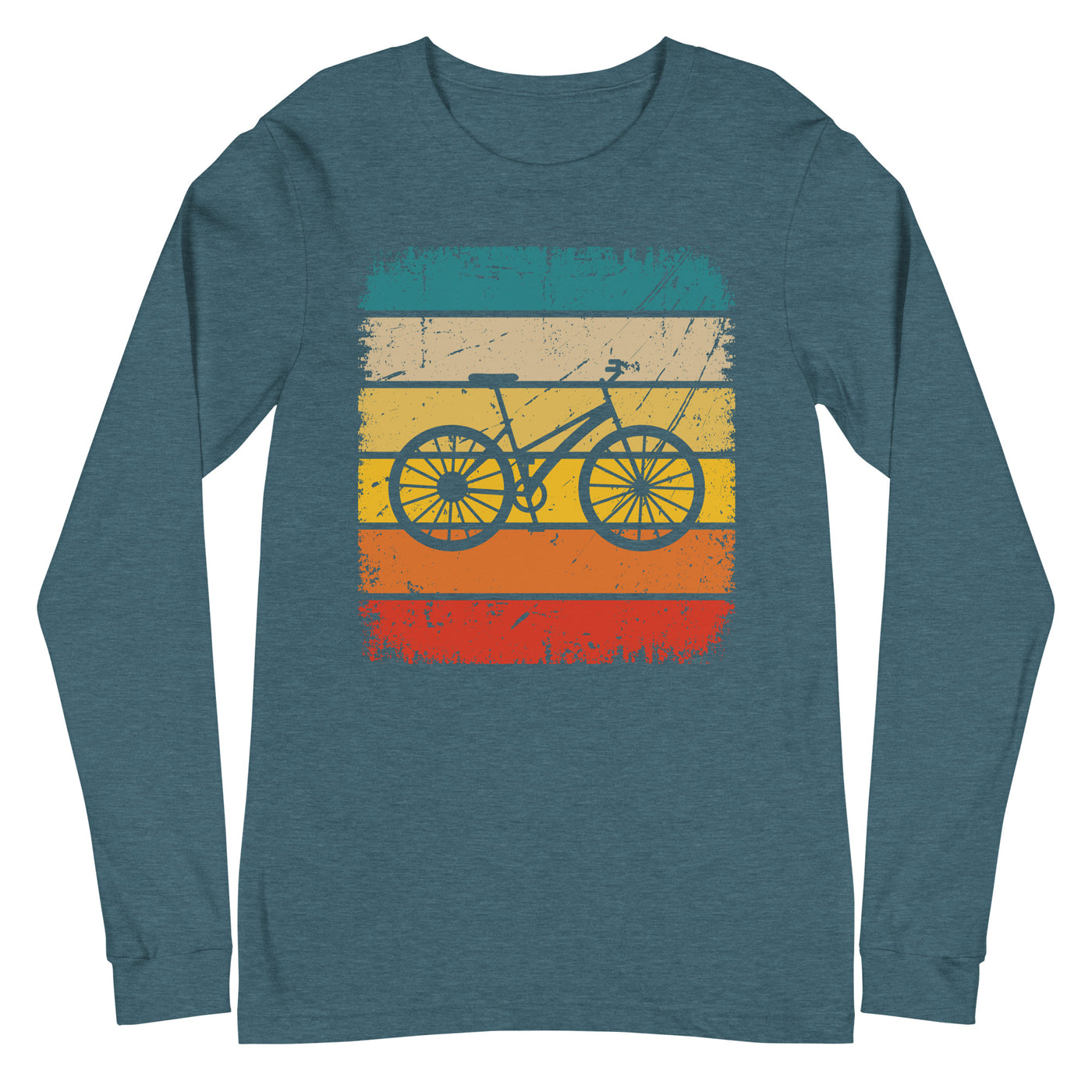 Vintage Square and Cycling - Longsleeve (Unisex) fahrrad Heather Deep Teal
