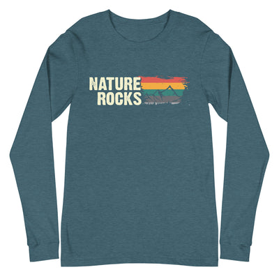 Nature Rocks - Longsleeve (Unisex) berge camping wandern Heather Deep Teal