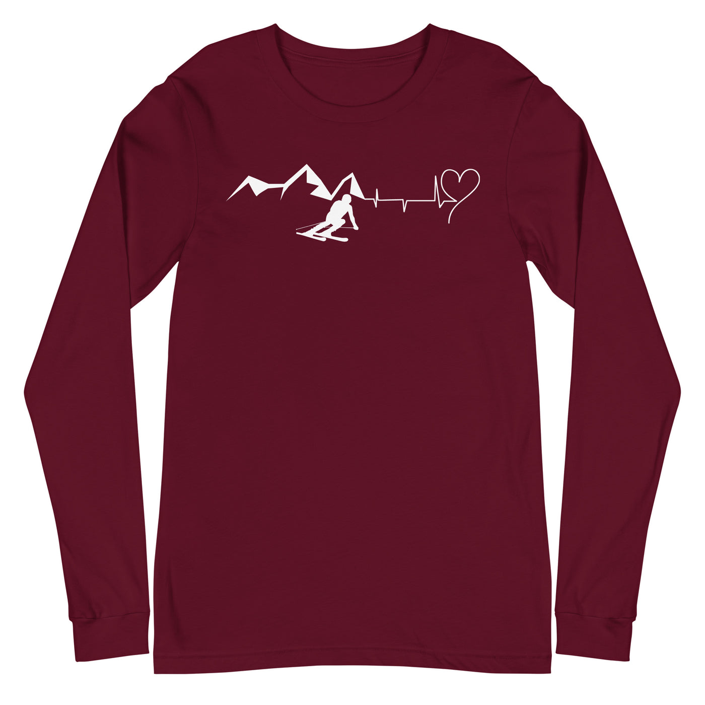 Heart - Heartbeat - Mountain - Skiing - Longsleeve (Unisex) ski Maroon