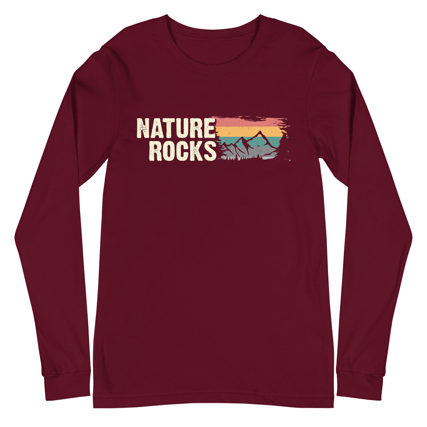 Nature Rocks - Longsleeve (Unisex) berge camping wandern Maroon