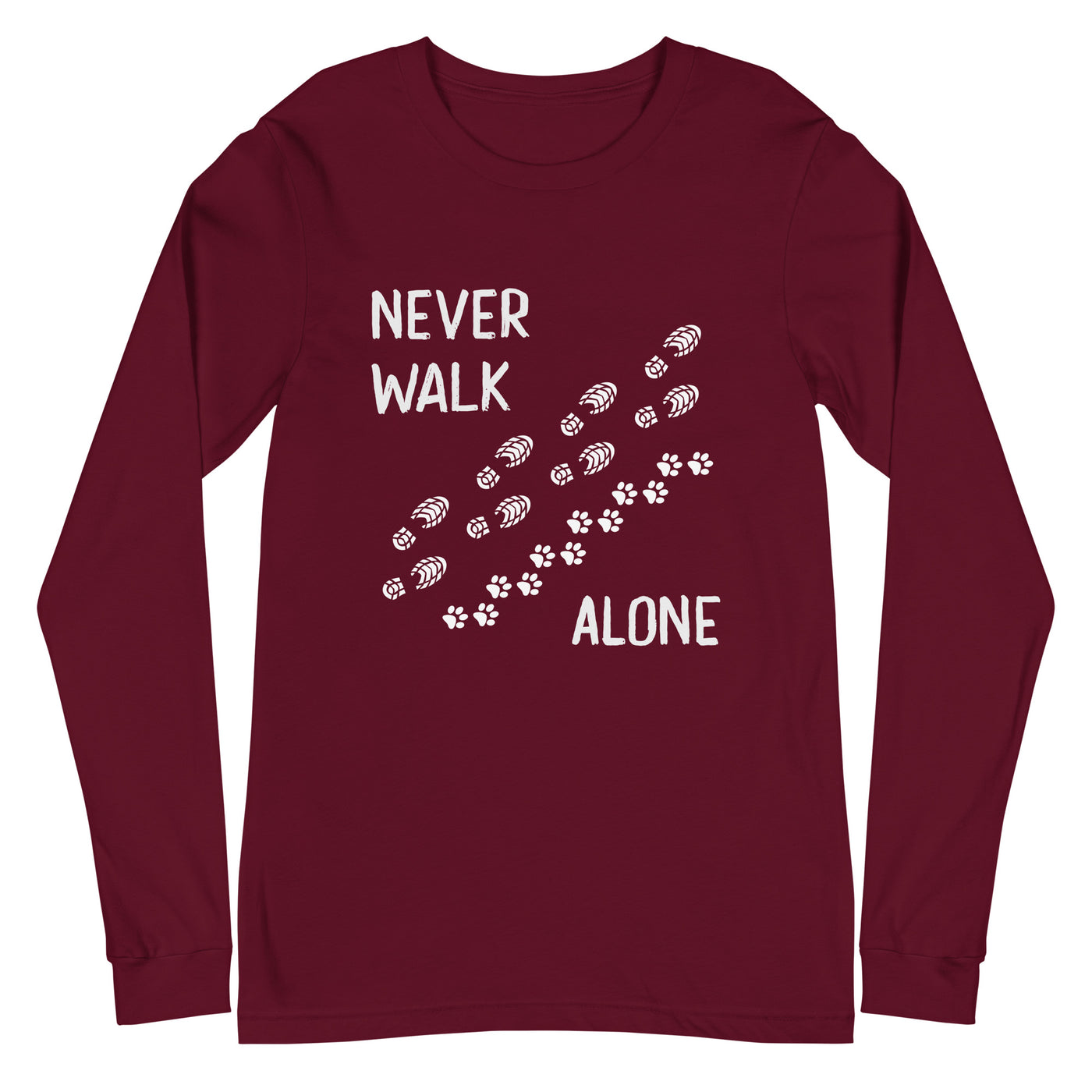 Never walk alone - Longsleeve (Unisex) wandern Maroon