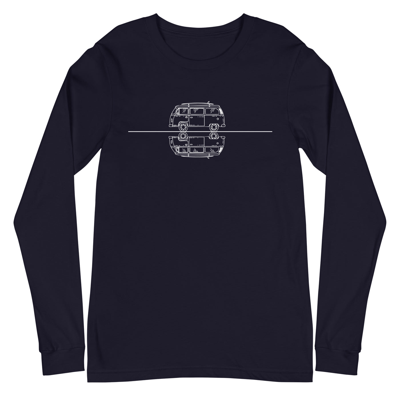 Gerade_Linie_-_Camping_Van_-_(C)_(2) - Unisex Long Sleeve Tee | Bella + Canvas 3501 camping xxx yyy zzz Navy