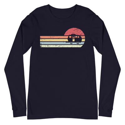 Sonne und Retro Linies - Camping Caravan - (C) - Unisex Long Sleeve Tee | Bella + Canvas 3501 xxx yyy zzz Navy