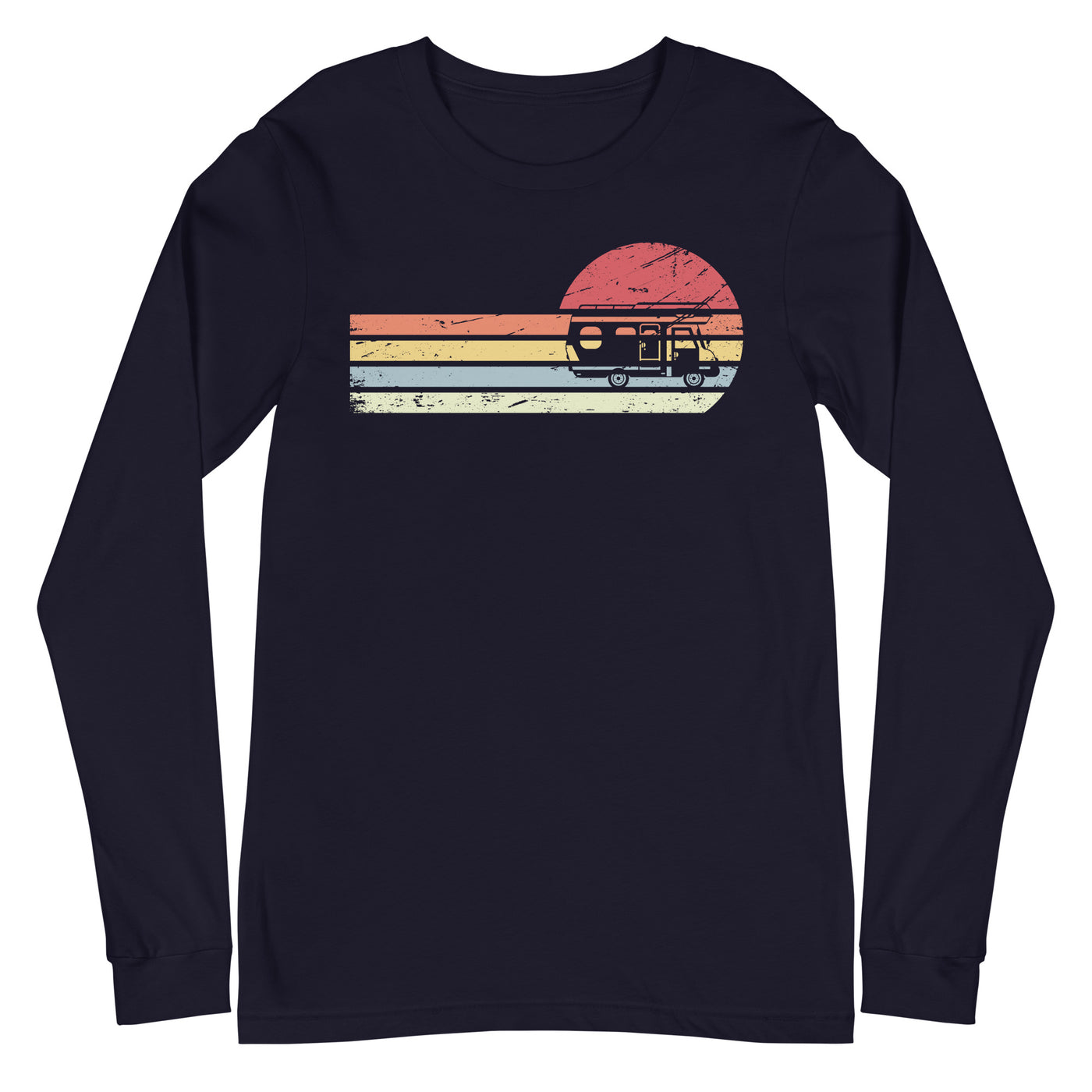 Sonne und Retro Linies - Camping Van - Longsleeve (Unisex) camping xxx yyy zzz Navy