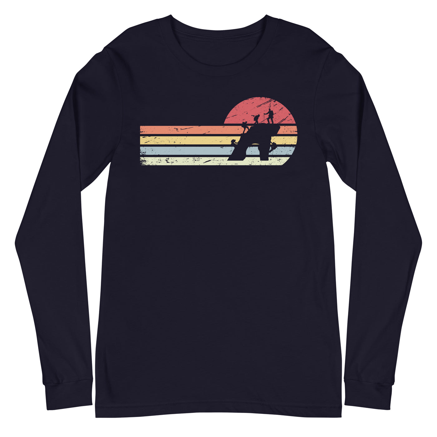 Sonne und Retro Linies - Klettern - (K) - Unisex Long Sleeve Tee | Bella + Canvas 3501 xxx yyy zzz Navy