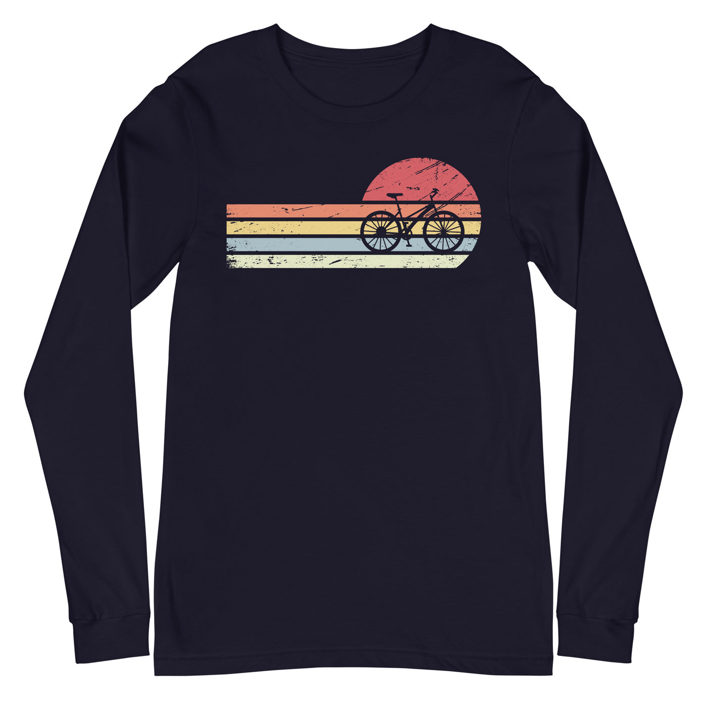 Sonne und Retro Linies - Radfahren - (F) - Unisex Long Sleeve Tee | Bella + Canvas 3501 xxx yyy zzz Navy