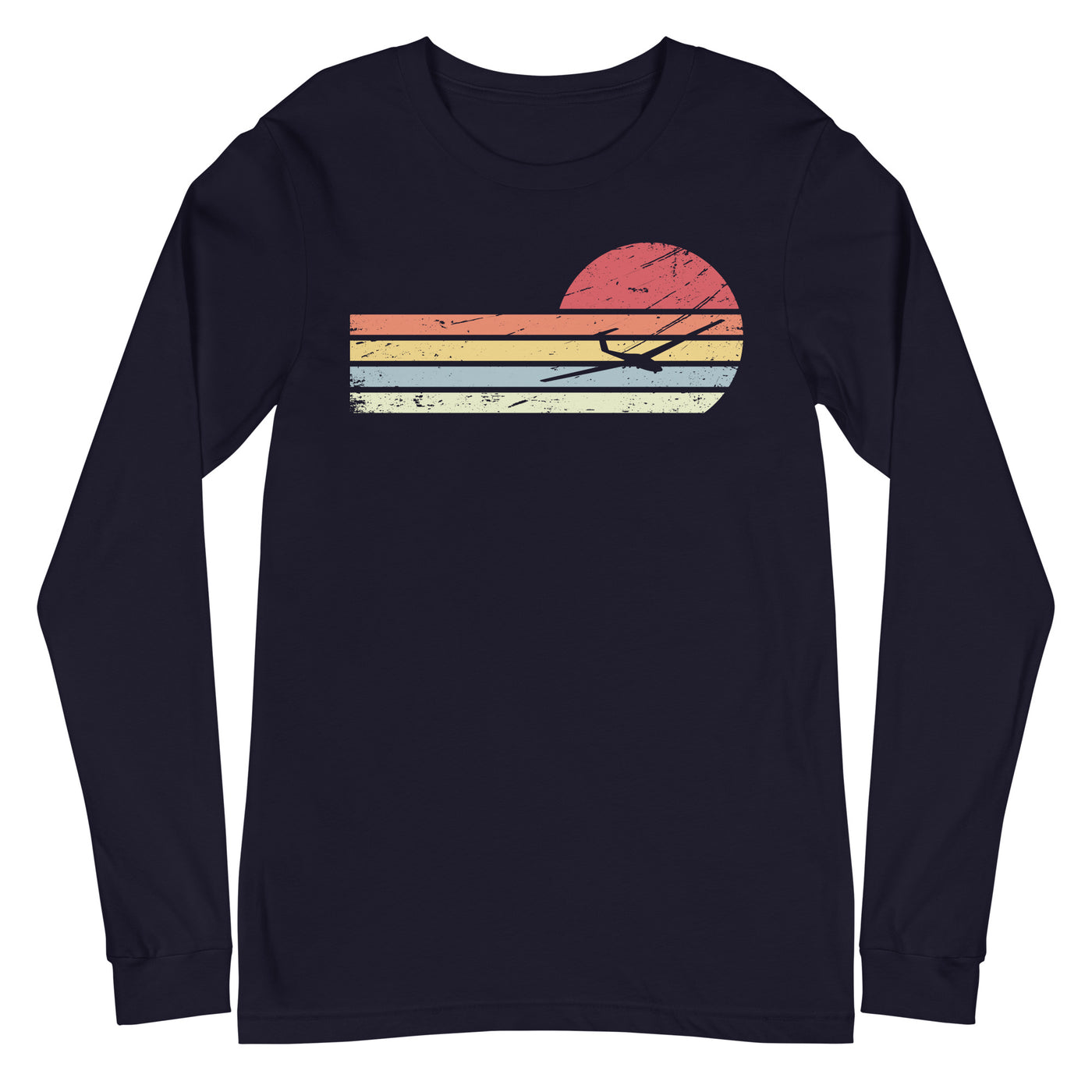 Sonne und Retro Linies - Segelflugzeug - Longsleeve (Unisex) berge xxx yyy zzz Navy