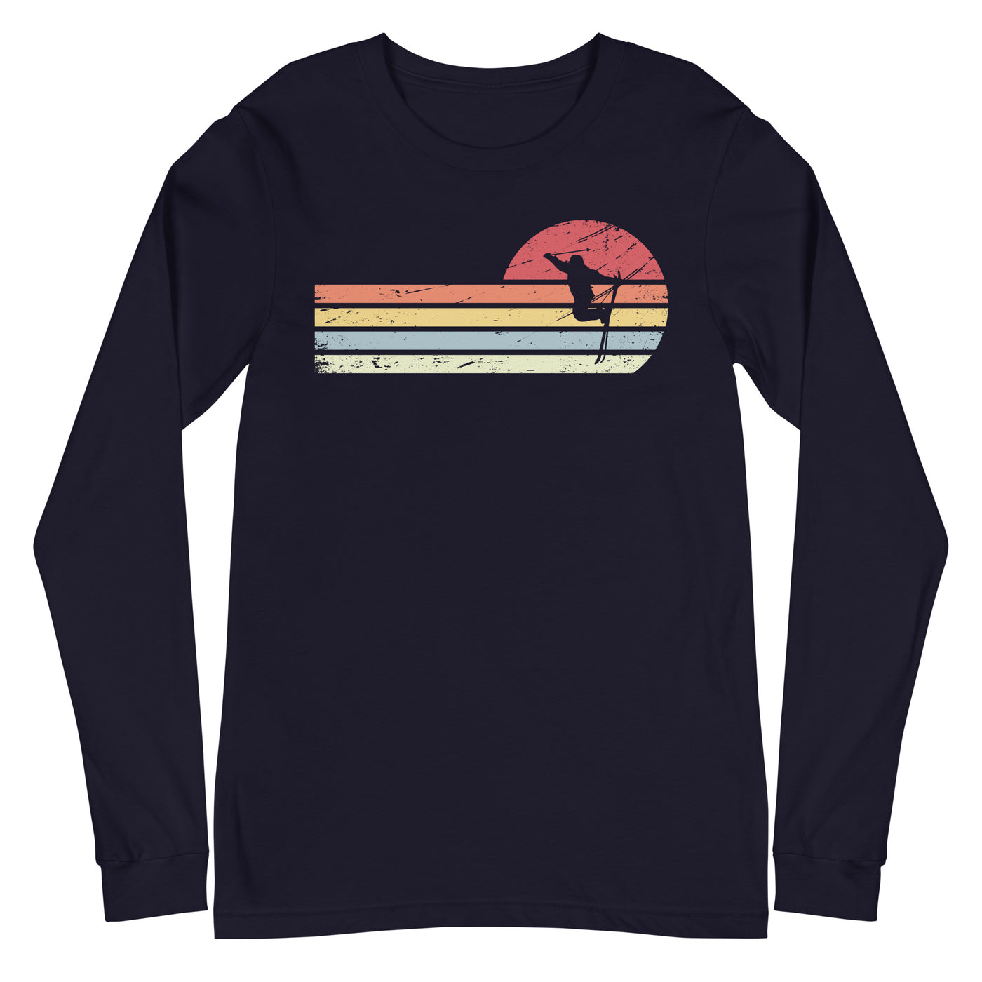 Sonne und Retro Linies - Skifahren - Longsleeve (Unisex) klettern ski xxx yyy zzz Navy