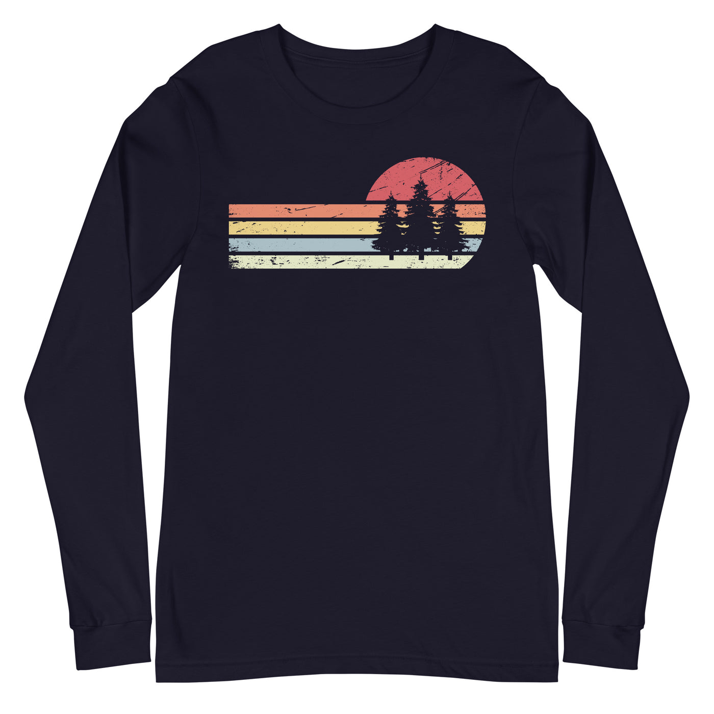 Sonne und Retro Linies - Bäume - Longsleeve (Unisex) camping xxx yyy zzz Navy