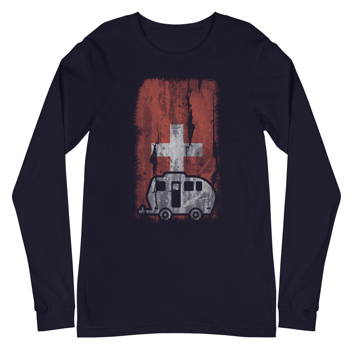 Schweizer Flagge 2 und Camping - Longsleeve (Unisex) camping xxx yyy zzz Navy