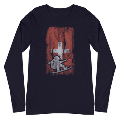 Schweizer Flagge und Snowboarding - Longsleeve (Unisex) snowboarden xxx yyy zzz Navy