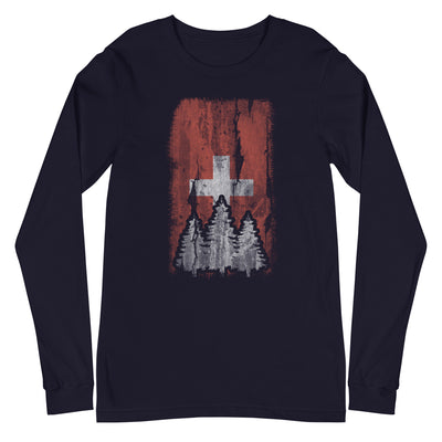 Schweizer Flagge und Baum - Longsleeve (Unisex) camping xxx yyy zzz Navy