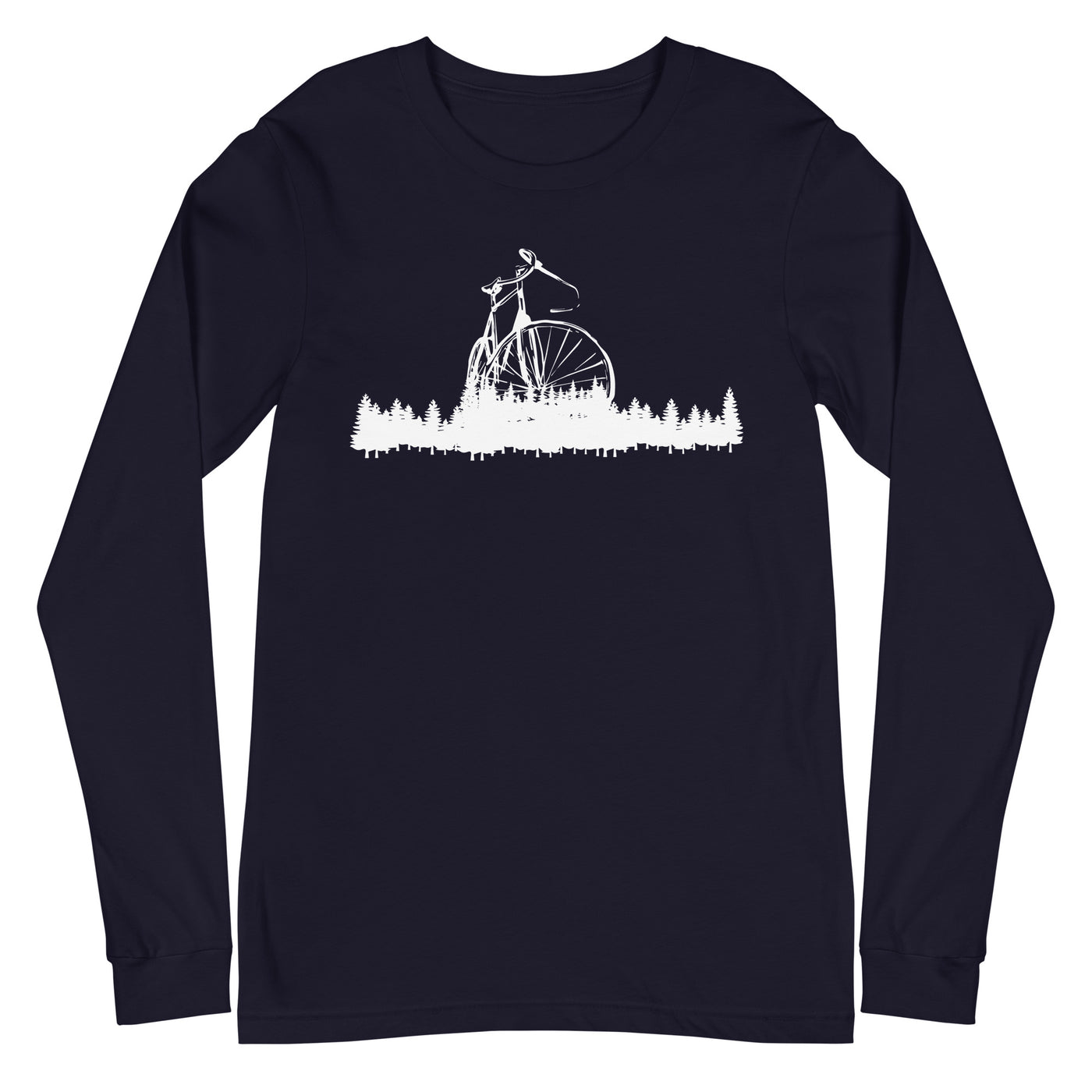 Bäume - Radfahren - (F) (4) - Unisex Long Sleeve Tee | Bella + Canvas 3501 xxx yyy zzz Navy