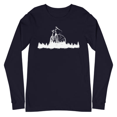 Bäume - Radfahren - (F) (4) - Unisex Long Sleeve Tee | Bella + Canvas 3501 xxx yyy zzz Navy