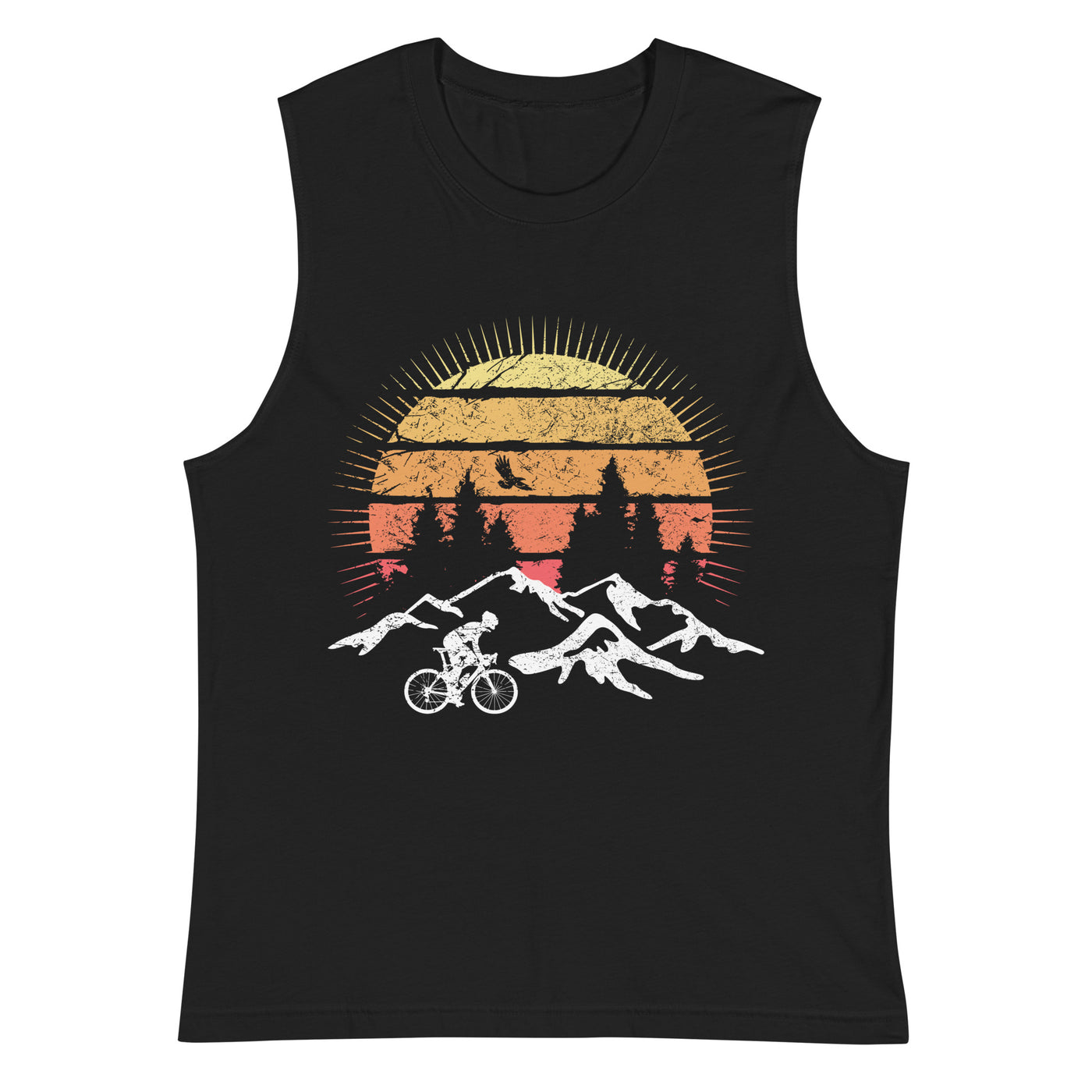 Radfahrer und Sonne Vintage - Muskelshirt (Unisex) fahrrad mountainbike Schwarz