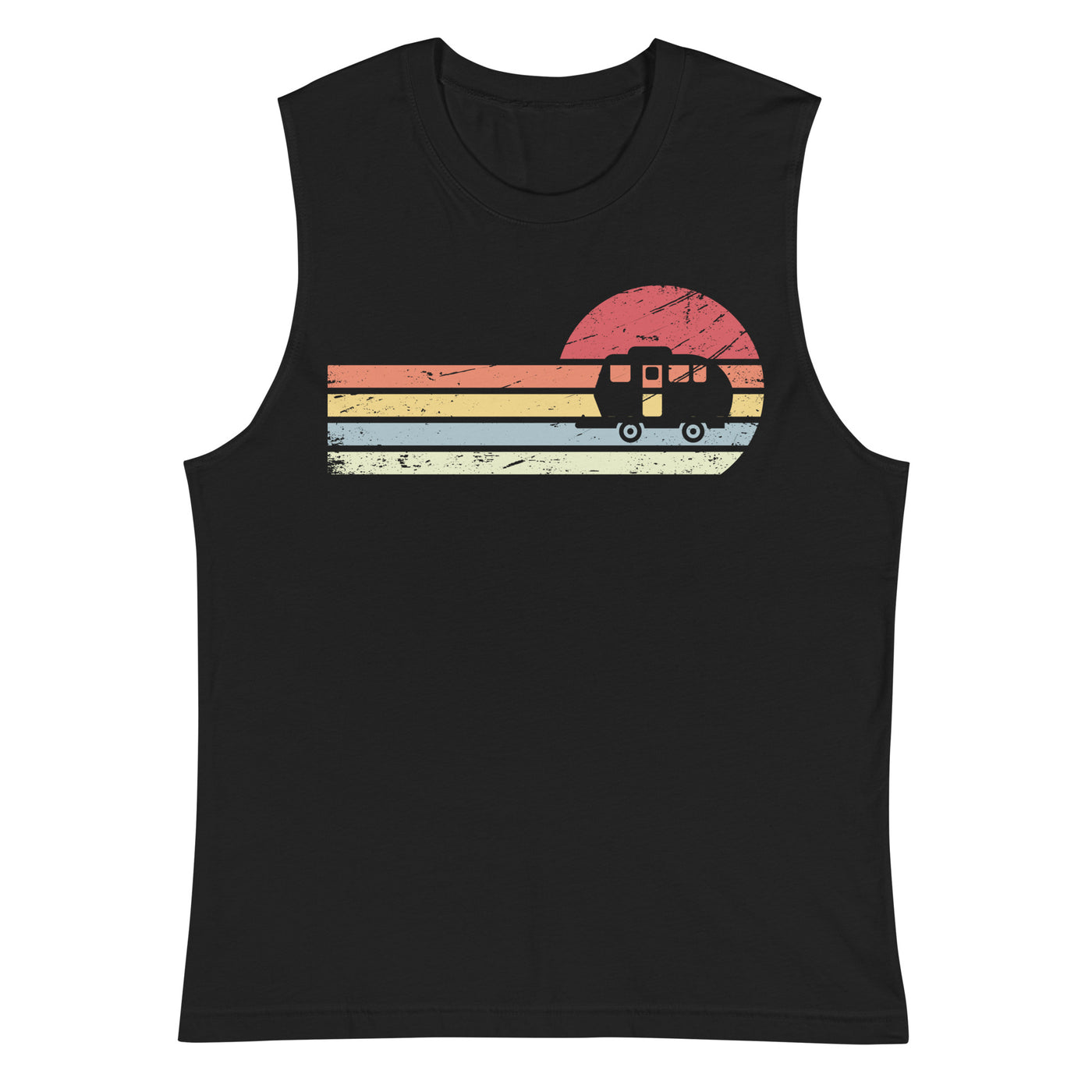 Sonne und Retro Linies - Camping Caravan - (C) - Unisex Muscle Shirt | Bella + Canvas 3483 xxx yyy zzz 2XL