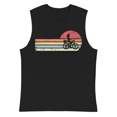 Sonne_und_Retro_Linies_-_Frau_Radfahren_-_(F) - Unisex Muscle Shirt | Bella + Canvas 3483 xxx yyy zzz 2XL