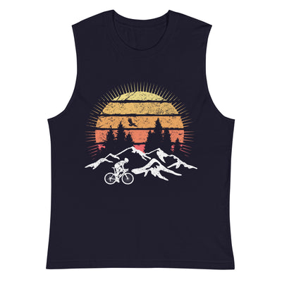 Radfahrer und Sonne Vintage - Muskelshirt (Unisex) fahrrad mountainbike Navy