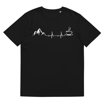 Herzschlag - Berge Und Kaffee - Herren Premium Organic T-Shirt berge wandern Schwarz
