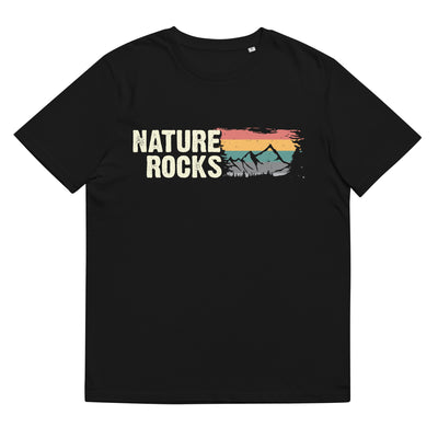Nature Rocks - Herren Premium Organic T-Shirt berge camping wandern Schwarz