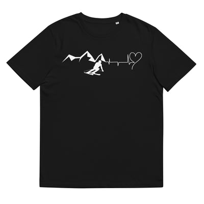 Heart - Heartbeat - Mountain - Skiing - Herren Premium Organic T-Shirt ski Schwarz
