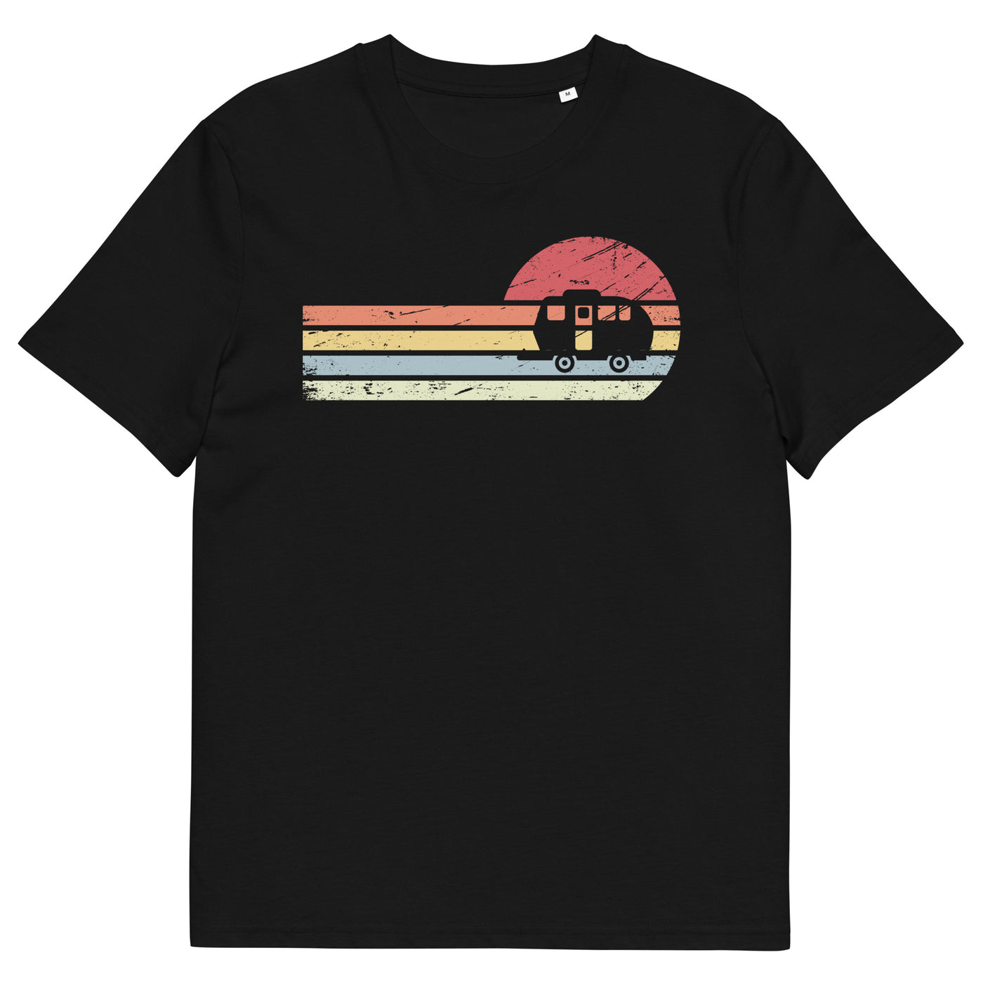 Sonne und Retro Linies - Camping Caravan - (C) - Unisex Organic Cotton T-Shirt | Stanley/Stella STTU755 xxx yyy zzz Black